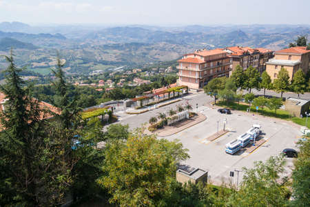Panorama of San Marino and Italy from Monte Titano. View from the top of the Pyrenees mountains,...