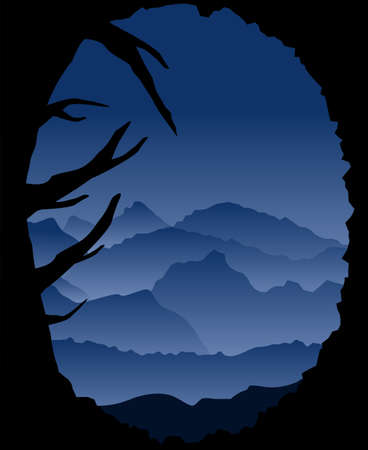 Tree and hillsのイラスト素材