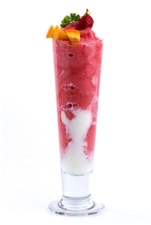 strawberry smoothies on white backgroundの写真素材