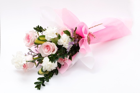 pink bouquet on white backgroundの写真素材