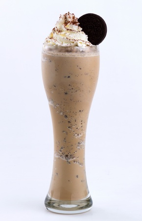 frappuccino topping with whip cream and cookieの写真素材