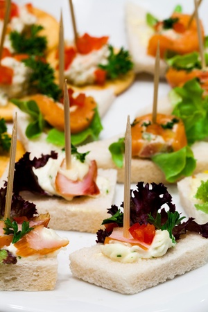 mini sandwich serve for partyの写真素材