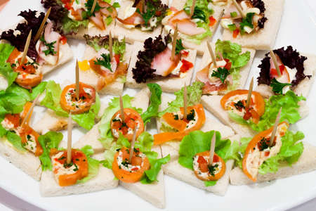 mini sandwich serve for partyの写真素材