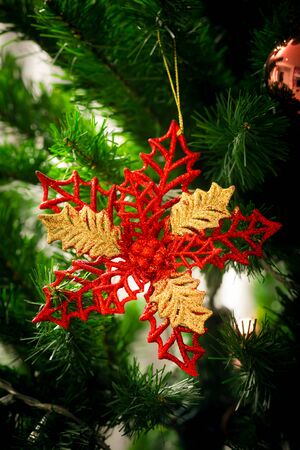 an accessory for decoration on  christmas treeの写真素材