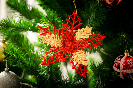 an accessory for decoration on  christmas treeの写真素材