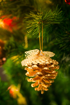 an accessory for decoration on  christmas treeの写真素材