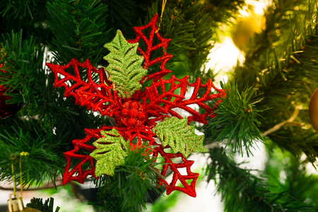 an accessory for decoration on  christmas treeの写真素材