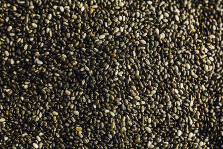 Background of Super healthy chia seeds close-upの写真素材