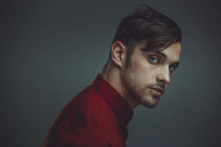 Portrait of a young handsome man. Studio shot.の写真素材