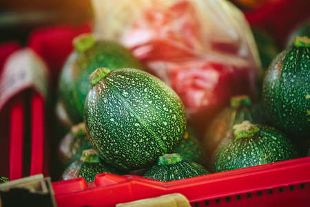 Organic acorn squash at Farmers' marketの写真素材