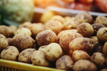 Fresh potatoes at Farmers' marketの写真素材