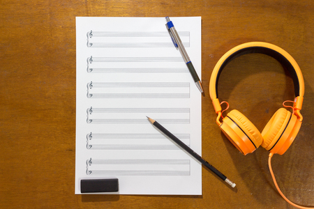 Writing music notes.の写真素材