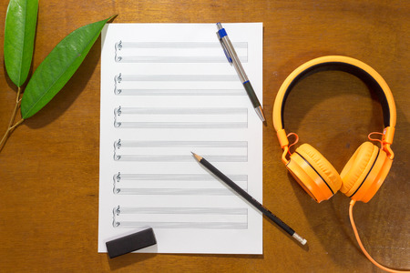 Writing music notes.の写真素材