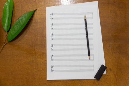 Writing music notes.の写真素材