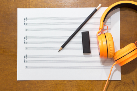 Writing music notes.の写真素材