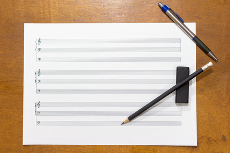 Writing music notes.の写真素材