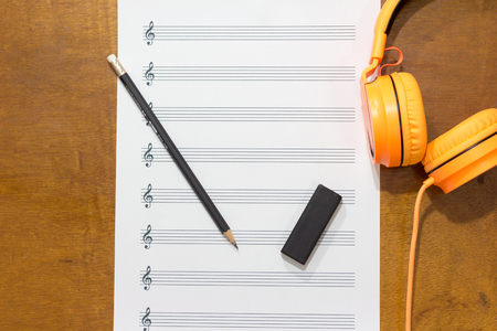 Writing music notes.の写真素材