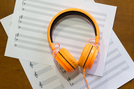 Writing music notes.の写真素材