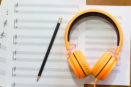 Writing music notes.の写真素材
