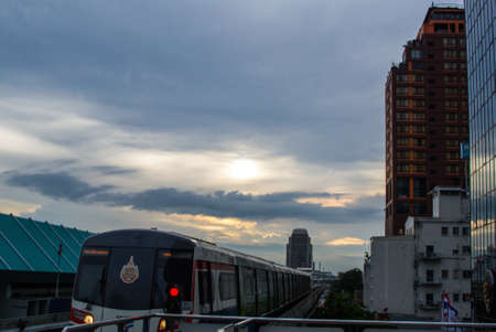 Sunset behind BTS in Bangkok