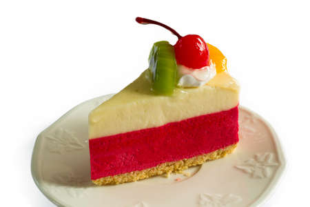 strawberry mousse cake with fresh fruitの写真素材