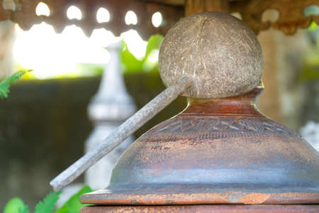 wooden dipper and a jarの写真素材