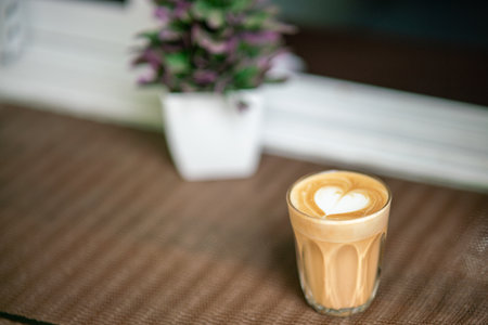 beautiful hot coffee pattern in a glassの写真素材