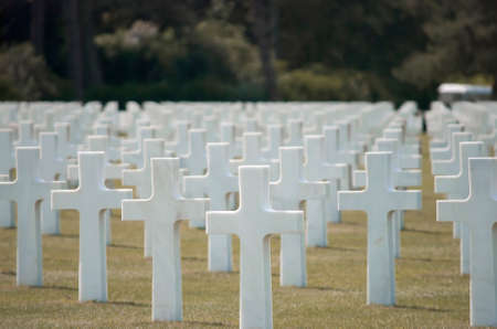 Thousends of Grave Stones at the American Cemetery in Colleville-sur-Mer at Omaha Beach, Normandy, Franceのeditorial素材