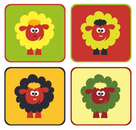 Colored sheepのイラスト素材