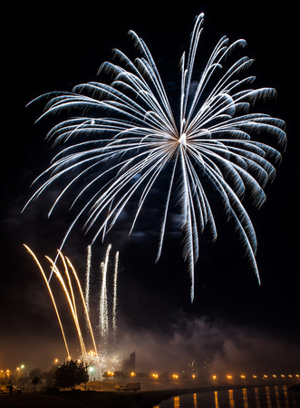 Detail from the biggest fireworks that lasted twenty-one minutes in Skopjeのeditorial素材