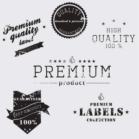 Vintage Premium Quality and Guarantee Label collection with grungy designのイラスト素材