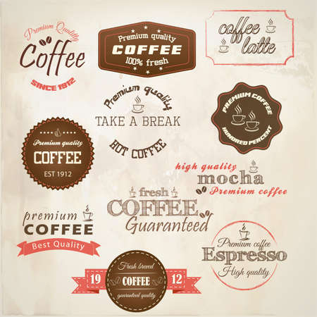 Retro styled coffee labelsのイラスト素材