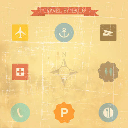 Retro travel Signs with Grunge Effect. Vectorのイラスト素材