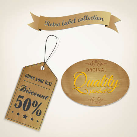 Retro styled old papers Labels . Vectorのイラスト素材