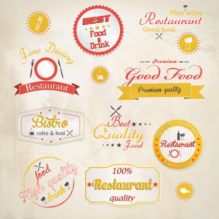 Set of vintage retro restaurant badges. Vectorのイラスト素材