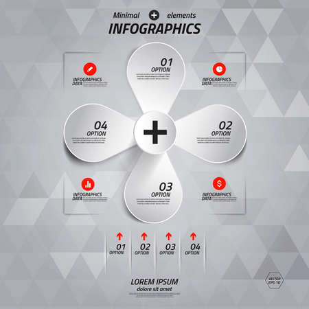 Minimal infographics design. Vector can be used for workflow layout, diagram, number options, web design.のイラスト素材
