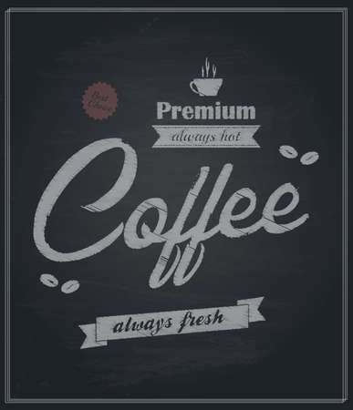 Chalkboard Retro-Vintage premium Coffee Background. Vectorのイラスト素材