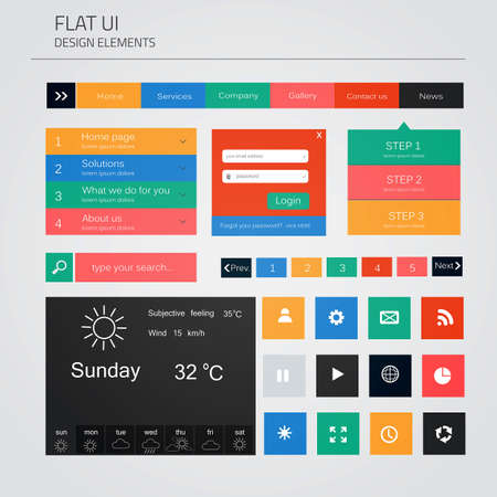 UI elements for web and mobile. Flat design. Vectorのイラスト素材