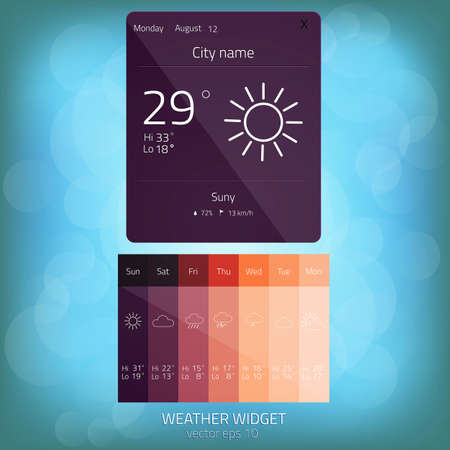Weather Widget, Button, Sign, Symbol, Emblem, Sticker, Logo for Web Design, User Interface, Mobile Phone.Vectorのイラスト素材