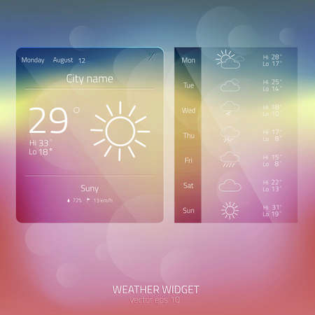 Weather Widget, Button, Sign, Symbol, Emblem, Sticker, Logo for Web Design, User Interface, Mobile Phone.Vectorのイラスト素材