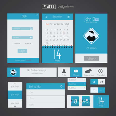 UI elements for web and mobile.Icons and buttons.Flat design. Vectorのイラスト素材