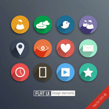 Universal Flat icon set for Web and Mobile. のイラスト素材