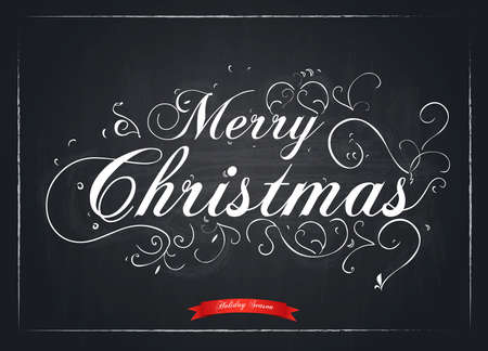 Merry Christmas letters stylized for the drawing with chalk on the blackboard  Vectorのイラスト素材
