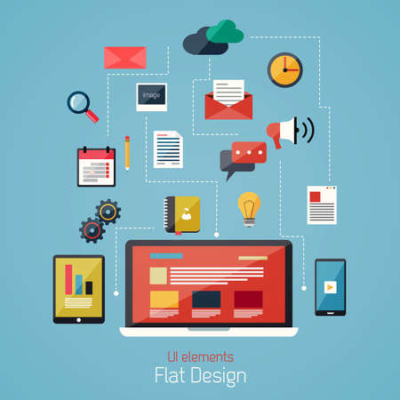 Flat design modern icons set. User interface elements and workflow objects. Vectorのイラスト素材