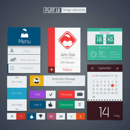 UI elements for web and mobile.Icons and buttons.Flat design. Vectorのイラスト素材