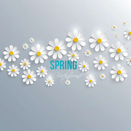 Abstract spring background with paper flowers. Vectorのイラスト素材