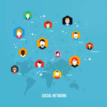 Social Media, Network concept. Flat design. Vectorのイラスト素材