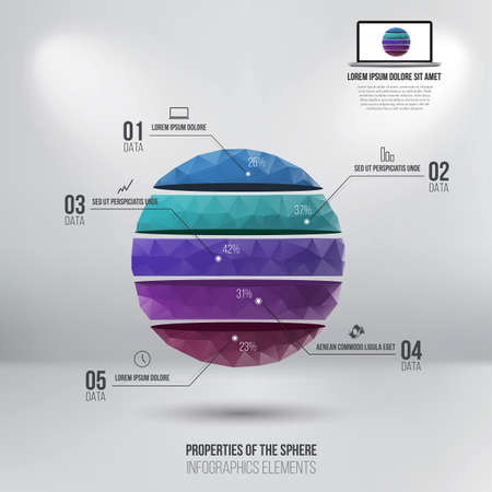 Modern sphere Design infographic template - can be used for infographics , horizontal cutout lines , graphic or website. Vectorのイラスト素材