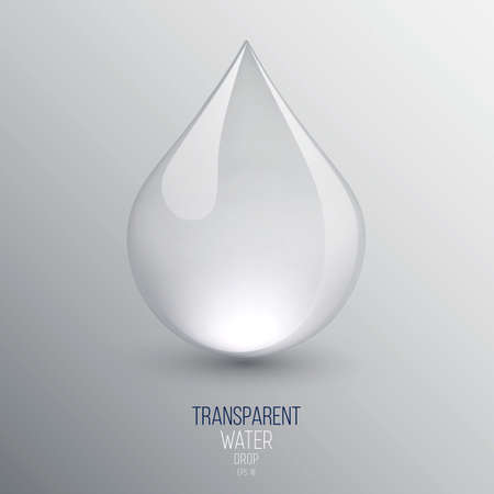 Transparent water drop on light gray background. Vectorのイラスト素材