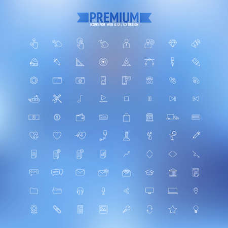 Set of simple line icons for web and user interface design. Vectorのイラスト素材